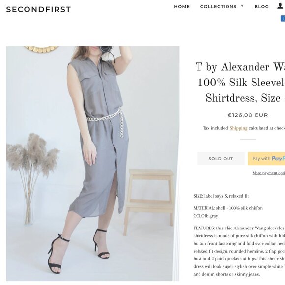 T by Alexander Wang Brown Taupe 100% Silk Sleeveless Midi Shirt Dress – XS - Picture 13 of 13